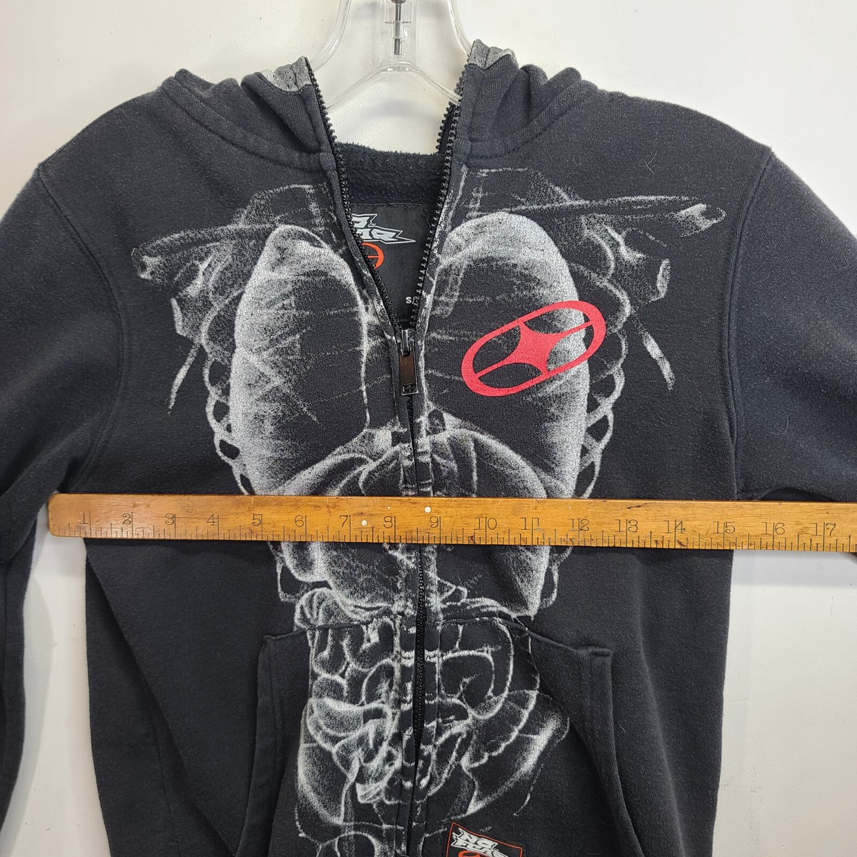 Vtg No Fear Skeleton Skull X-Ray Graphic Full Zip Hoodie