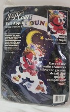J  P Coats felt applique Christmas stocking kit Santa at Night embroidery 28051