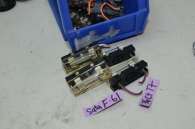 Sato F-61 Panel Mount Fuse Holder with Cover & Fuse @ 250 Volt 5 amp lot of 3