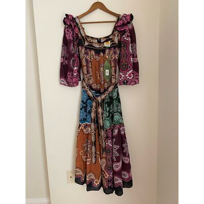 Farm Rio NWT Multicolor Sweet Mermaids Midi Dress Salt Island Beaded Tiered  S | eBay