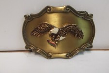 Raintree Bald Eagle In Flight Rainbow Trout Brass Belt Buckle American VTG 1978