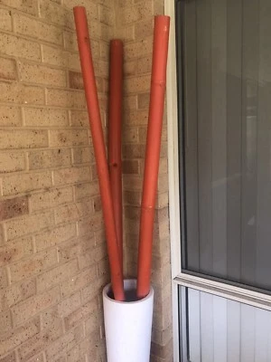3 X Orange Bamboo Sticks 206cms Tall Decorative Accessories