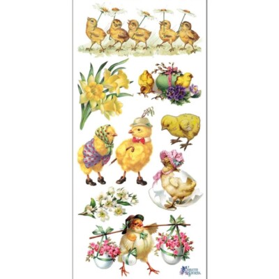 Violette Stickers - Vintage Chicks - 1 Spring Flowers Sticker Sheet - Crafts