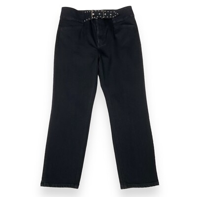 Grlfrnd Womens Black Alivia Belt Buckle Jeans Size 32 (ACT 36x27) NWT