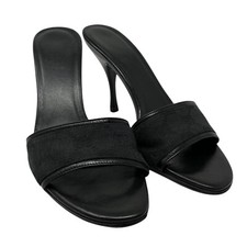 GUCCI Vintage GG Monogram Logo Sandals Heels 36-36.5 Black Canvas Leather