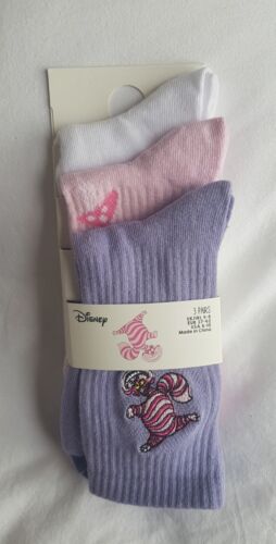 🐾Primark Disney Alice In Wonderland CHESHIRE CAT Crew Socks 3Pack  UK SZE 4-8🐾 - Picture 1 of 10