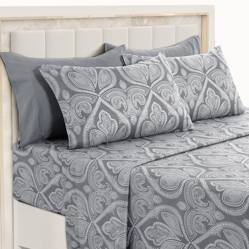 Deep Pocket 6 Piece Bed Sheet Set 1800 Series Microfiber Comfort Paisley Sheets - Image 2 of 4