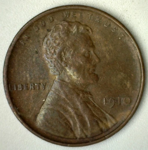 1910 Lincoln Wheat Cent Coin XF 1c US Penny Extra Fine Philadelphia Circulated