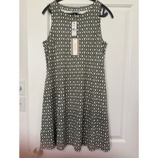 NWT Tommy Bahama Darcy Fit & Flare Tea Leaf Green and White Sleeveless  Dress L