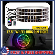17.5 Rgb Chasing Double Flow Row Led Wheel Ring Rim Lights For Truck Car Set