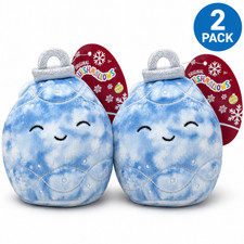 Squishmallows Christmas Ornament Blue Snowball Pattern 3.5 Inch Plush Clip 2 Pk