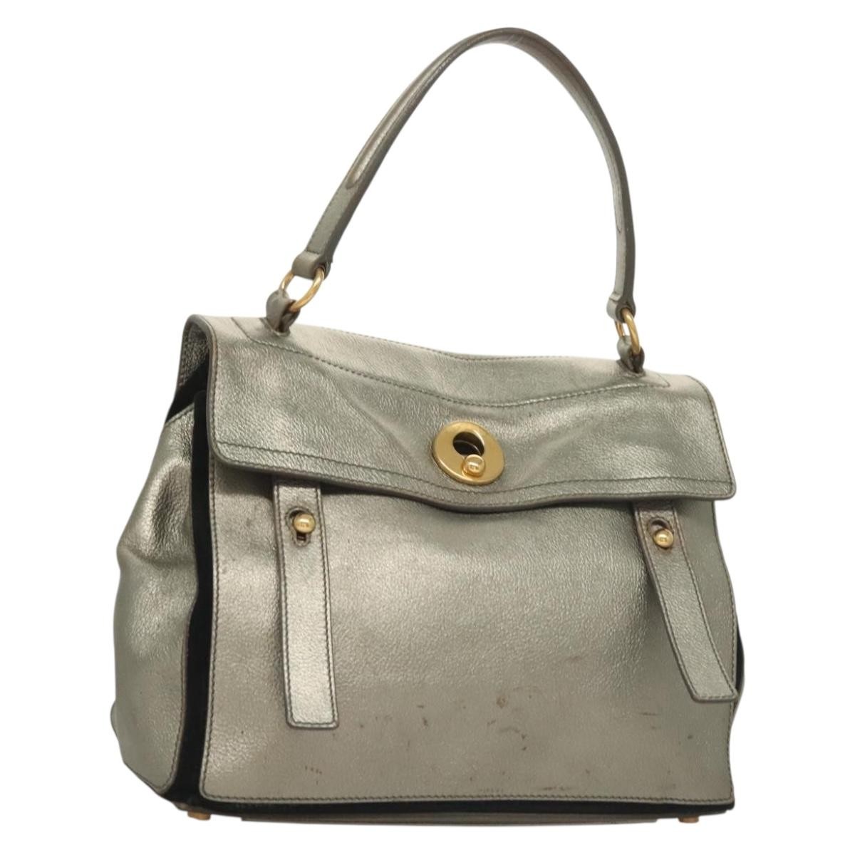 SAINT LAURENT Borsa a mano in pelle argento 197149 Autore 131378