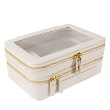 SANHECUN Clear Travel Toiletry Bag Carry On Case   Dual Compartment Organizer