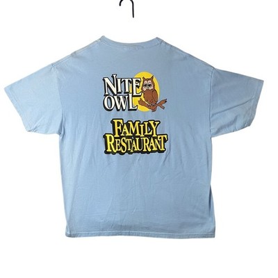 Nite Owl Cafe Family Restaurant Blue T Shirt Size XL *Read*