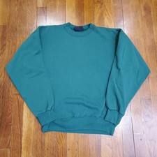 Hanes Signature Sweatshirt Mens Large Green Fleece Pullover Crewneck Blank