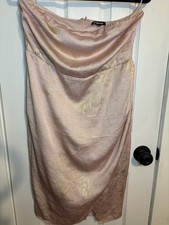 Express XS Shimmer Satin Strapless Mini Dress Pink Champagne
