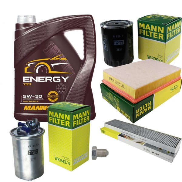 Mann Inspektionspaket Filterset 5L Mannol Energy 5W-30 FüR VW Sharan 1.9 TDI-image