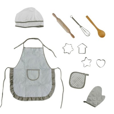 11Pcs Kitchen Apron Set For Children Pretend Play Cooking Game With Baking Tool