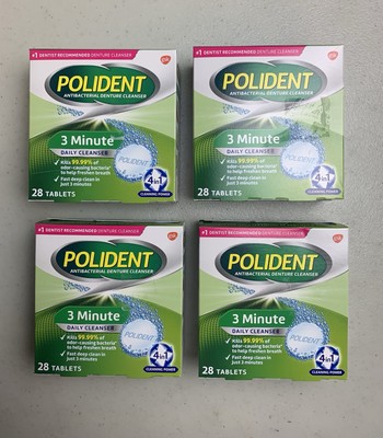 Polident Lot Of 4 Boxes 112 Tabs Denture Cleaning Tablets 28 Tabs Each EXP 9/27
