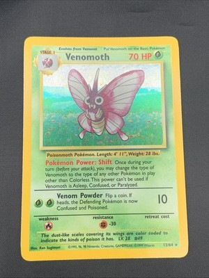1999 Pokemon Jungle (No Symbol) Error Venomoth Holo #13/64