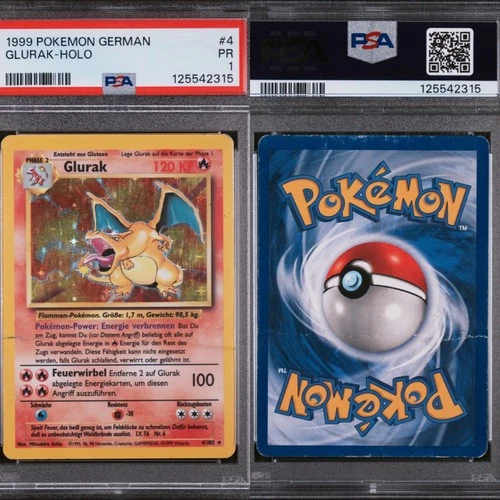 🔥 PSA 1 POOR GLURAK (CHARIZARD) HOLO RARE | BASE SET GERMAN UNLIMITED 4/102🔥