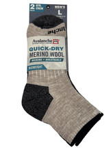 Avalanche Merino Wool Quarter Crew Men L 10-13 Shoe 6-12 Multicolor 2 Pack