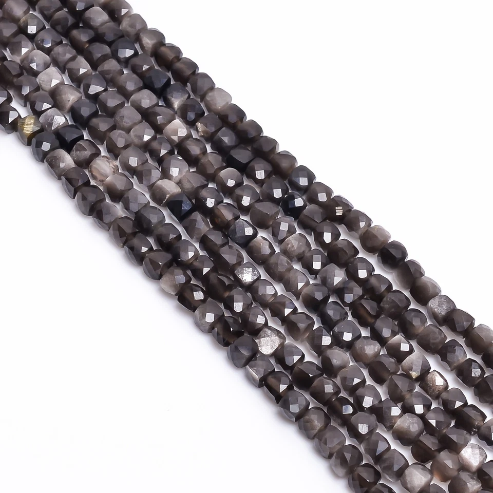 Серый лунный камень драгоценных камней коробка формы граненые бусины 4 x 4 мм прядь 8 «UGB-308 - Изображение 2 из 2