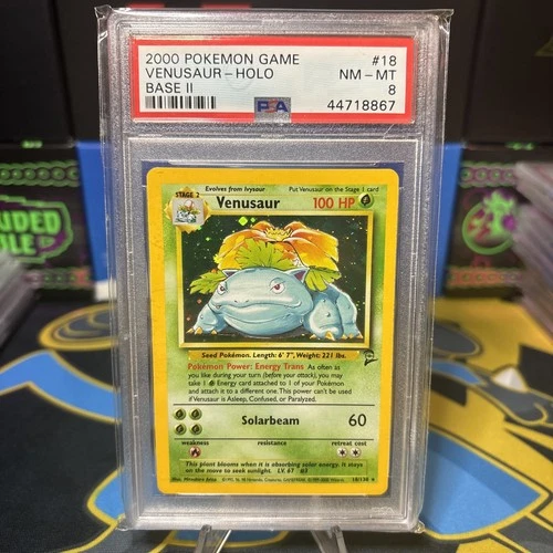2000 Pokemon Base Set 2 18/130 Venusaur Holo PSA 8 Near Mint