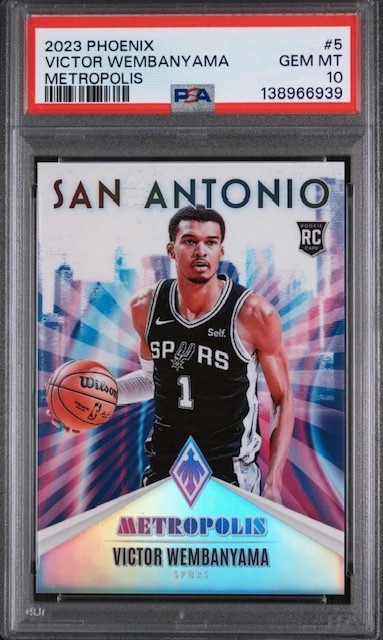 2023-24 PANINI PHOENIX VICTOR WEMBANYAMA #5 METROPOLIS SSP RC SILVER PSA 10 GEM
