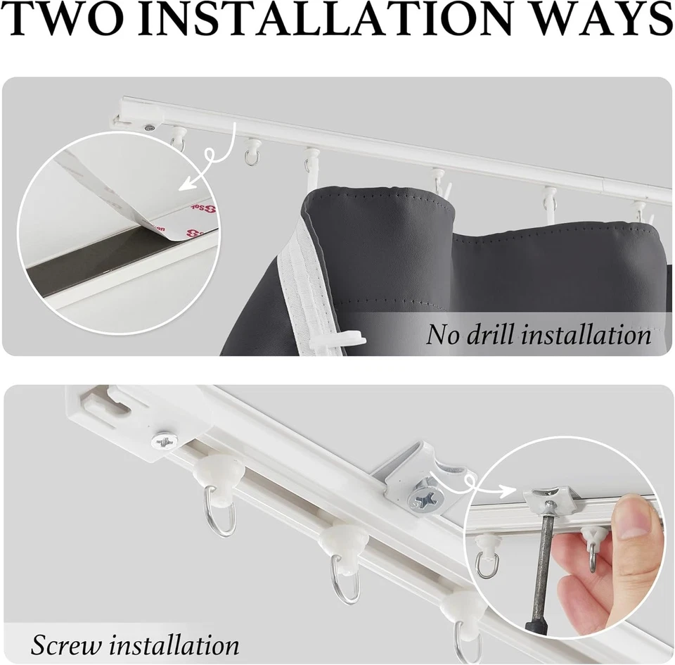 Juego de cortinas divisoras de habitaciones con riel de techo, apagón de privacidad aislamiento térmico Foto 2 de 4