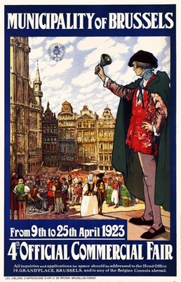 Municipality Of Brussels Belgium Vintage Travel Poster Print