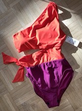 RALPH LAUREN BADEANZUG ONE SHOULDER GR 38 EINTEILER SWIMSUIT GEPOLSTERTE CUPS