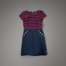 Tommy Hilfiger Sailor Dress Stripes Gold Buttons Pocket Preppy Academia Office 6