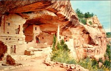 Mesa Verde Balcony House Ruin Postcard 1950s Mirro-Krome Ansel F. Hall