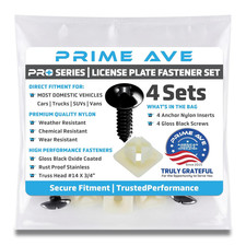 Black Oxide Stainless Steel License Plate Screws with Nylon Inserts for Securing