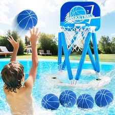 Pool Basketball Hoop, Floating Basketball Hoop Toy for Pool Water Game with 4...