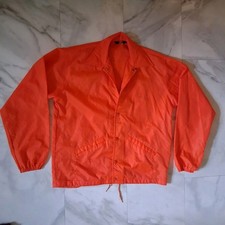 VTG 1970s Windless Bright Orange Windbreaker Jacket Dupont Nylon Flapjack Line