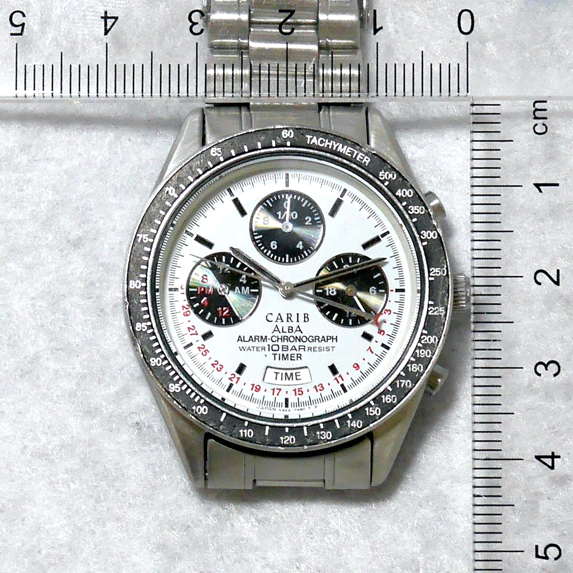 【SEIKO】ALBA CARIB SEIKO ALBA CARIB Watch N944 1992 White Pilot Chronograph Date Dual