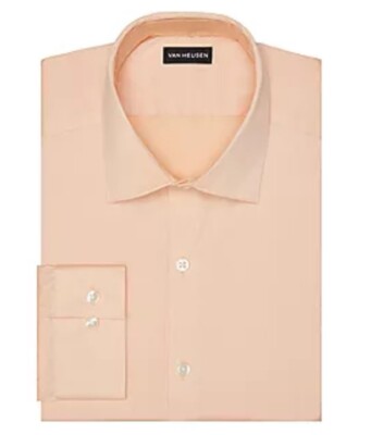 Van Heusen Mens Slim Fit Wrinkle Free Long Sleeve Dress Shirt Size M Melon  | $65 | eBay