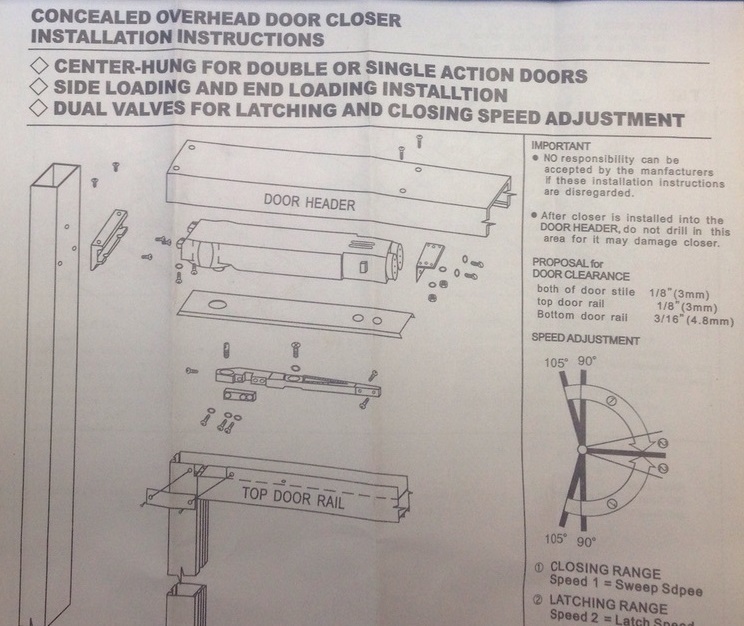 KBA Concealed Overhead Transom Door Closer for aluminium doors for Shopfronts eBay
