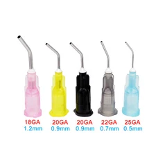 100pcs Irrigation Bent Needle Tips Dental Flow Etch Composite Resin Acid Syringe