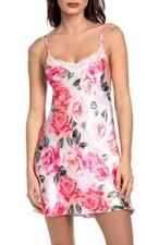 Floral Lace Trim Satin Chemise