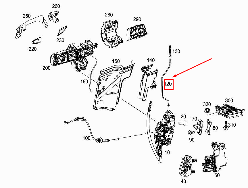 MERCEDES-BENZ CLA C117 Türschloss-Sicherungsstange vorne rechts A1177230239