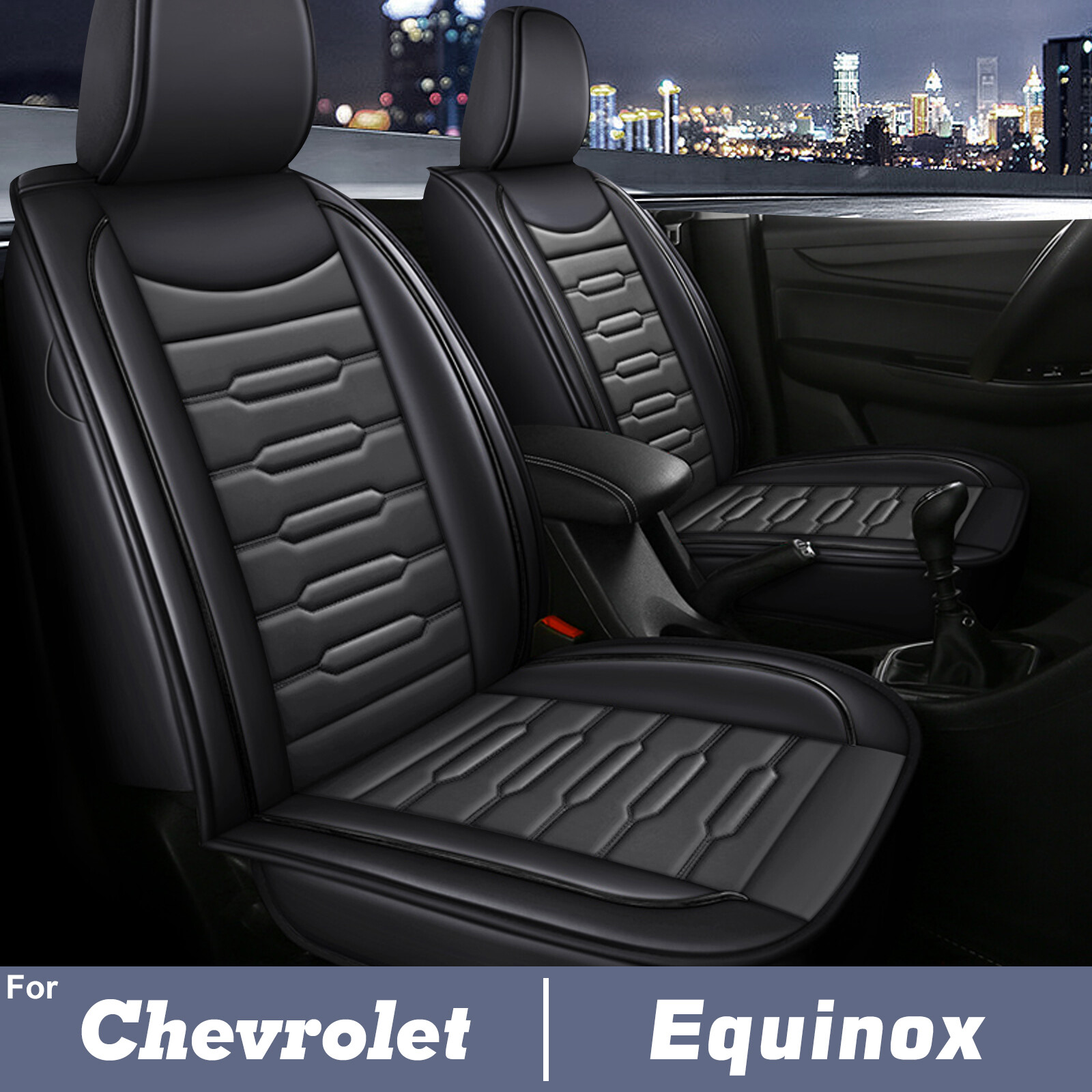 Pu Leather Car Seat Covers Cushion Grey Full Set For Chevrolet Equinox 2011-2024