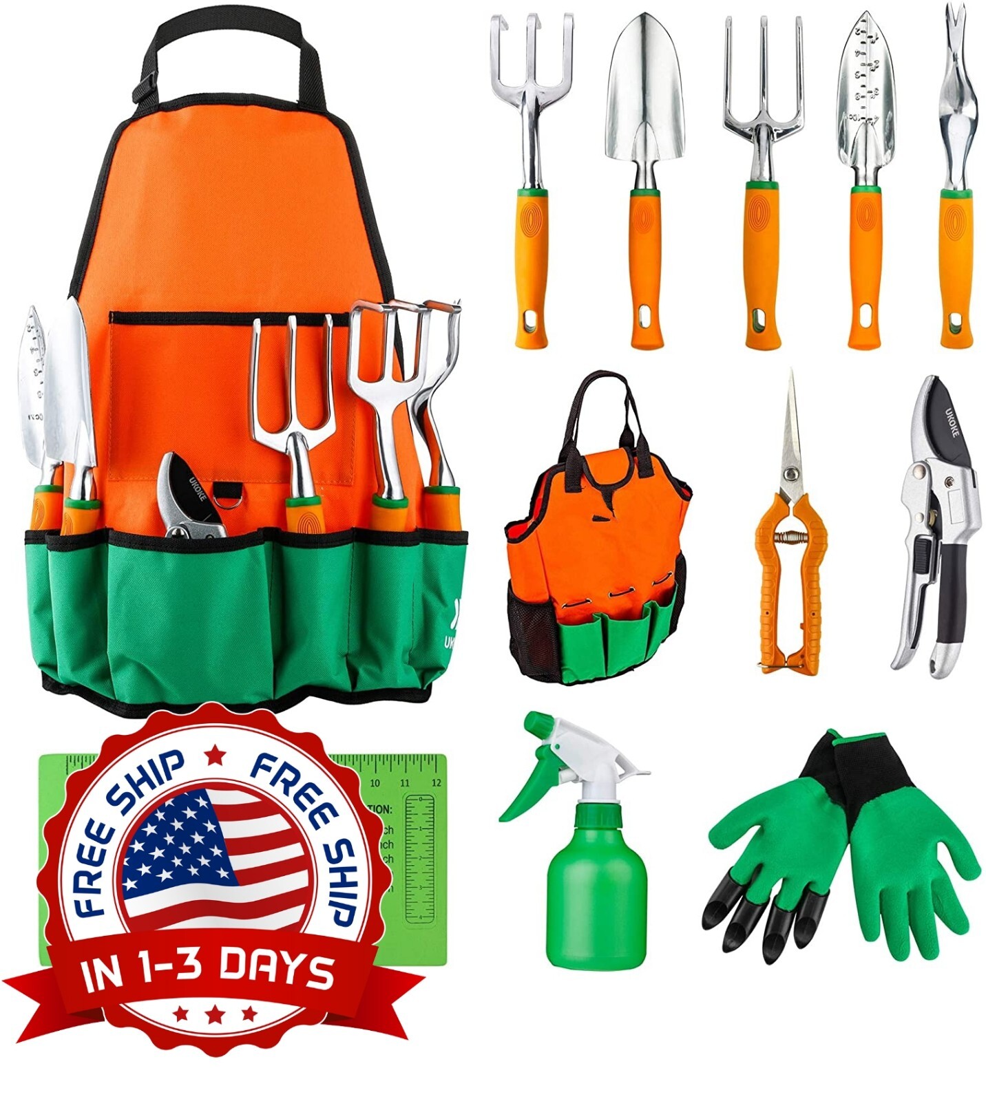 Herramientas jardín Mandil lona bolsillo jardinería tijeras palas guantes excavación