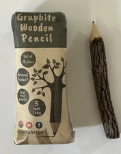 BSIRI GRAPHITE WOODEN 5” PRESHARPENED PENCILS Rustic Tree Pencil Set Of 12 NEW