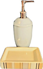 Modern Classic Soap or Lotion Blue Dispenser and Nice Decorative Soap Dish Set