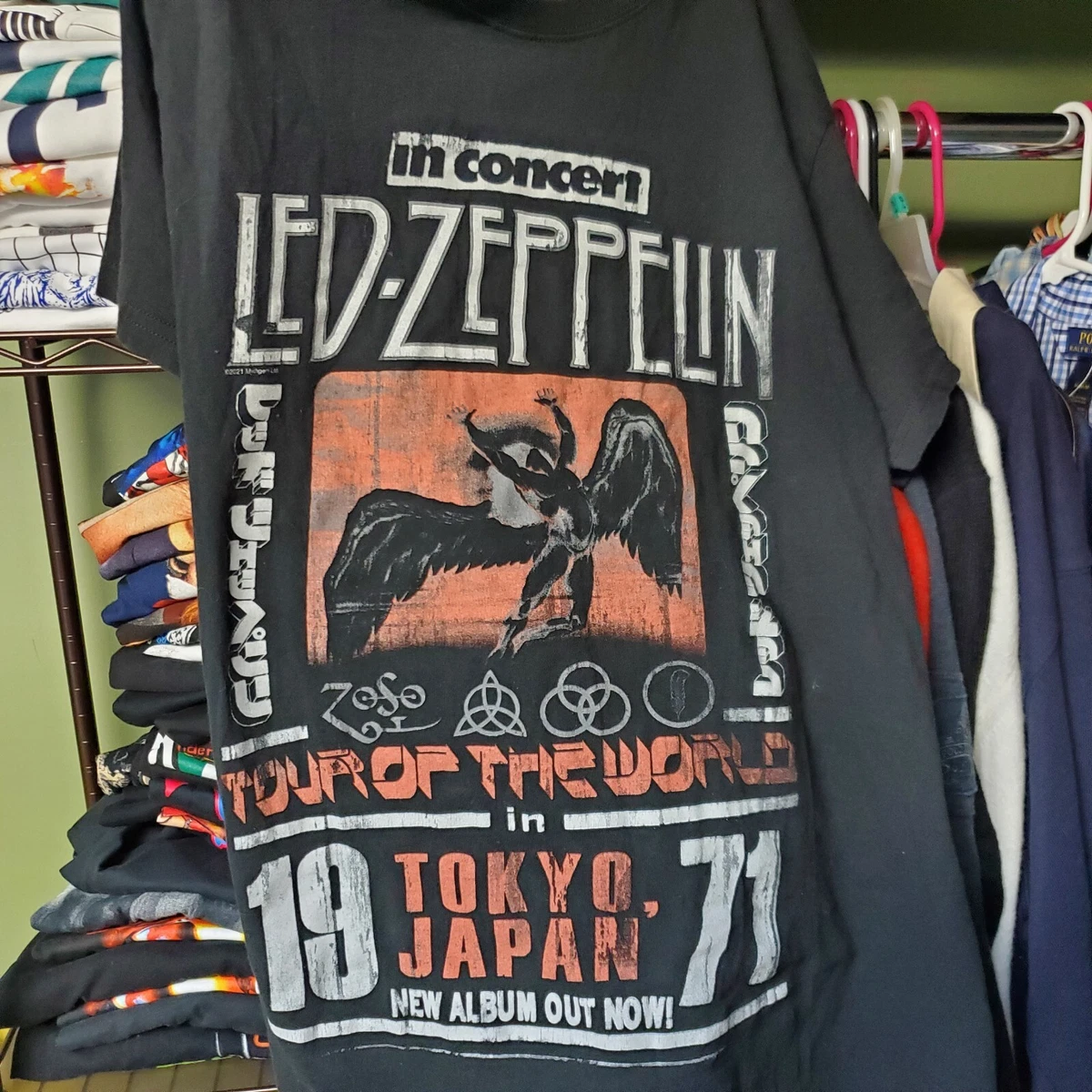 New School Led Zeppelin Tour Of The World 1971 Tokyo Japan Reprint Concert Shirt