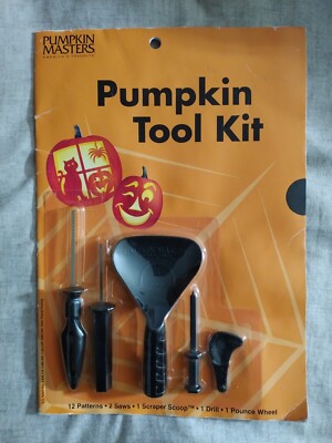 Pumpkin Masters Carving tool Kit 5 Piece Set 12 Patterns NIP 