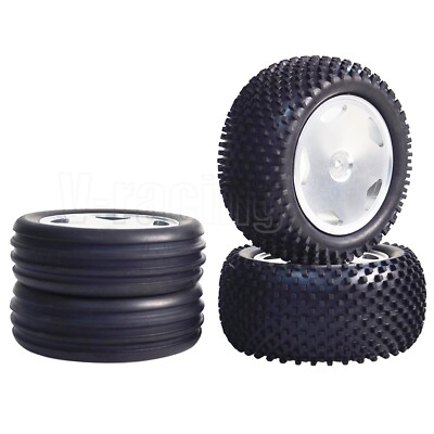 Aluminum Wheel rim w/Tires Adapters For Tamiya Grasshopper Frog RC Buggy